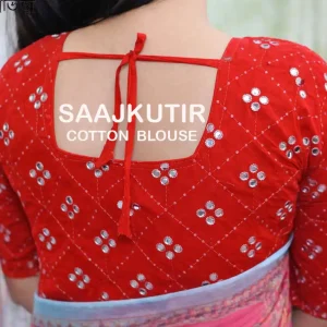 কটন সিকুয়েন্স ব্লাউজ (লাল)