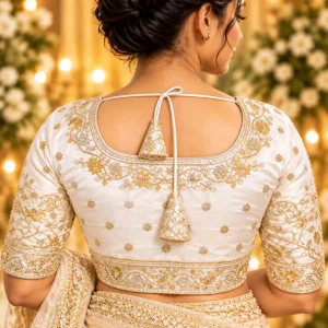 বোম্বে জিগজ্যাগ এম্ব্রয়ডারি (সাদা)